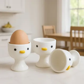 TULANDOT Niedliches HüHner Eierbecher Set Aus 3-Teilen, Kreativer Enten Eierbecher, Hochwertiger Eierhalter Aus Keramik, Egg Cup Waschmaschinengeeignet