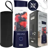 Zeegma Vitamine GO Tragbarer Mixer für Cocktails und Smoothies 300W, Personal Blender, Mini-Mixer 450ml mit 6 Klingen, 2 Geschwindigkeiten Akku 5000 maH, 25 Anwendungen pro Ladung