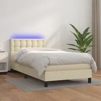 VidaXL Boxspringbett mit Matratze & LED Creme 100x200 cm