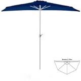 Balkon Sonnenschirm blau halbrund 2,7 m Polyester 160 g/m2 Höhe 235 cm Kurbel