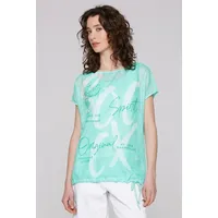 Soccx Damen Layer-Mesh-Shirt mit Print und Top, 2-teilig Aqua