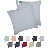 Barbons Kissenbezug 80x80 2er Set – 165 g/m2 Oeko-TEX Zertifiziert Kopfkissenbezug 100% Jersey Baumwolle weiche Kissenbezüge Kissenhülle mit Reißverschluss (80x80-Blau)