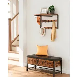 VASAGLE Wandgarderobe braun Holz 10 Haken 65,0 x 42,0 cm