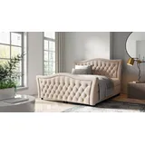 Fun Möbel Boxspringbett Schlafzimmerbett TURHAN 120x200cm Stoff Elisa Velvet Beige