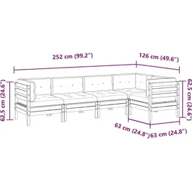 vidaXL Garten-Sofagarnitur 5-tlg. braun