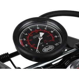 Heyner Premium Fußpumpe mit Manometer Doppelzylinder rot|schwarz