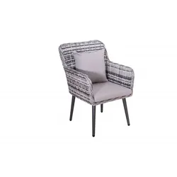 Jet-Line Garten Set Essgruppe "Lima", grau Polyrattan Gartenmöbel Aluminium Salzwasserbeständig