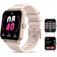 Damen-Smartwatch mit Telefonfunktion,1,70-Zoll-Touchscreen-Fitnessuhr mit Herzfrequenz, Schrittzähler, Menstruationszyklus, Schlafmonitor Android IOS - Rosa