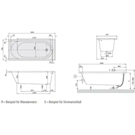 Villeroy & Boch O.novo Rechteck-Whirlwanne 70 x 170 cm (UAC177CAS2B2V01)