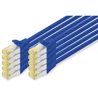 Digitus CAT 6A S/FTP Patchkabel, 10 Stück, 0,25m, blau