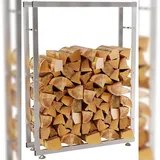 deluke Kaminholzregal Edelstahl 25 x 80 x 150 cm Silber
