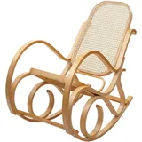 Mendler Schaukelstuhl M41, Schwingsessel Fernsehsessel, Massiv-Holz Rattan, FSC®-Zertifiziert - Eiche-Optik