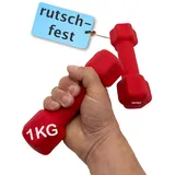 beneyu® Neopren Hantelset 2x 1kg - Hanteln Set - Kurzhanteln - Kurzhantel Set - Gymnastikhanteln - Hantel Set - Dumbbell für Fitness und Training