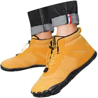 Barfußschuhe Herren Damen Warm Atmungsaktiv Gefüttert Bequem Winter Wanderschuhe Leicht Rutschfeste Traillaufschuhe Minimalistische Fitnessschuhe Barfuss Schuhe Rutschfest Sneaker,Gelb,39 - 39 EU