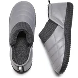 Git-up Memory Schaum Pantoffeln Warm Daunenschuhe Herren Gestrickt Hausschuhe mit Elastischen Gores, Indoor/Outdoor Außensohle für wandern, camping, Grau 47 - 47 EU