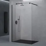 doporro Luxus Duschwand für Dusche Duschabtrennung 160x200cm Schwarz Walk-In Dusche 10mm ESG-Sicherheitsglas Klarglas inkl. Nanobeschichtung