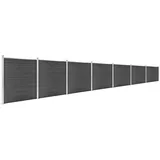 vidaXL WPC Zaunelement Set 1218 x 186 cm schwarz