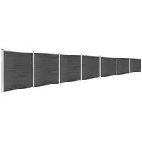 vidaXL WPC Zaunelement Set 1218 x 186 cm schwarz