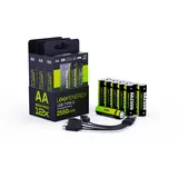Verico LoopEnergy AA - Wiederaufladbare USB-C Batterie AA 1,5V 2550mWh 1700mAh Li-Ion, USB-C , 12er Pack AA, 3 Stück Kabel USB-A auf 4 x US