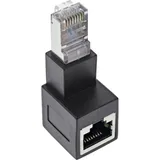InLine Patchkabel-Adapter Cat.6A RJ45 Stecker/Buchse 90° nach unten gewinkelt