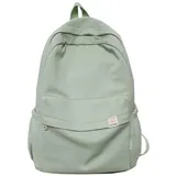 KTTGYRE Schulrucksack Wasserdichtes Nylon Frauen Rucksack Frauen Reisetasche Rucksäcke Schulbag Für Teenager Mädchen Solid Color Bookbag-Green