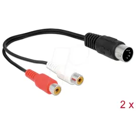 DeLock 85835 Cinch Audio Anschlusskabel [1x DIN-Stecker 5pol. - 2x Cinch-Buchse] 0.2m Schwarz