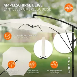 ML-Design Ampelschirm Ø 300 cm Beige