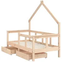 vidaXL Kinderbett mit Schubladen 70 x 140 cm Kiefer massiv braun