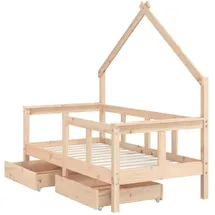 vidaXL Kinderbett mit Schubladen 70 x 140 cm Kiefer massiv braun