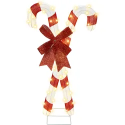 Outdoor Weihnachtsbeleuchtung LED rot / weiß Zuckerstangen 90 cm OLASVIK