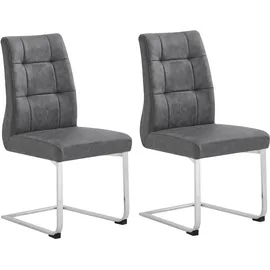 byLIVING Esszimmerstuhl Marlen XXL Mikrofaser grau 2er Set