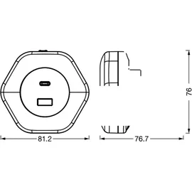 LEDVANCE LUNETTA HEXAGON Steckdosen-Nachtlicht, weiß, 5W, 5lm, warmweißes Licht, USB-A & USB-C Anschluss, LED-Technologie, Ladefunktionalität, lange Lebensdauer, Schutzklasse IP20, 3000K
