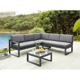 vente-unique Garten-Sitzgruppe: Couchtisch + 6-Sitzer-Ecksofa verstellbar - Aluminium - Anthrazit - PALAOS II von MYLIA