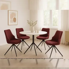 Mendler 2er-Set Esszimmerstuhl HWC-O48, Küchenstuhl, drehbar Auto-Return, Stoff/Textil Chenille (320g/m2) bordeaux