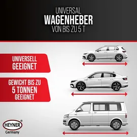 Heyner HEYNER® Doppelhub-Unterstellheber hydraulischer Wagenheber 5t Stempel-Wagenheber für SUV/PKW Hubhöhe 22,2-50cm