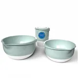 BigDean 3er Set 3,5 Liter & 2 Liter Rührschüssel & Quirltopf mit Spritzschutz lebensmittelecht spülmaschinengeeignet – Europe