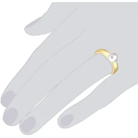 VALERO PEARLS Ring aus Sterling Silber mit Süßwasser-Zuchtperle in gelbgold | Gr.: 54