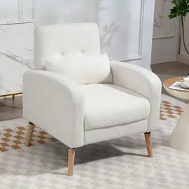 Homcom Polstersessel Weiß Kunststoff, 74x89.5x76 cm, Wohnzimmer, Sessel, Polstersessel