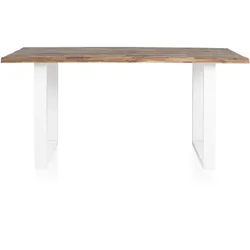 SalesFever Esstisch 120 x 80 cm | Tischplatte Akazie 35 mm | U-Gestell Metall