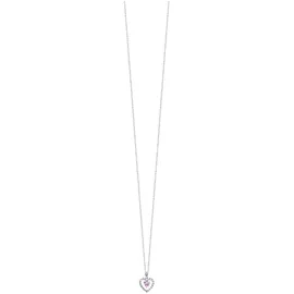 Julie Julsen Kette mit Anhänger Herz Zirkonia weiß rosa Silber