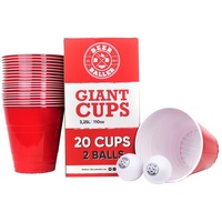 BeerBaller® Giant Pong - 20 rote Cups und 2 Bälle für Beer Pong im XXL Format