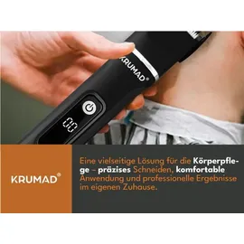 krumad Haarschneidemaschine 6-in-1 IPX7 – Barttrimmer Herren, Elektrorasierer & Nasenhaartrimmer mit LED-Display – 1,5h Schnellladung/120 Min Laufzeit, 3/6/9/12 mm Aufsteckkämme – Bodygroom