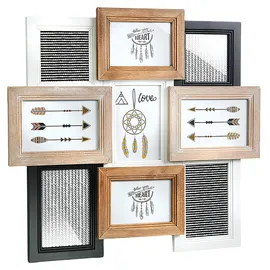 Kobolo Bilderrahmen Collage Holz weiß schwarz natur 9 Bilder 49x46 cm