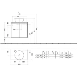 Villeroy & Boch Villeroy und Boch Collaro Waschtischunterschrank C15000VN 60x54,8x38cm, Waschtisch mittig, cashmere grey