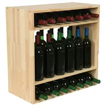Proregal Modulares Weinregal VINCELLAR MOD HxBxT 60x60x30cm | Standflaschen Modul für 32 Flaschen Massives Kiefernholz Natur | Flaschenregal