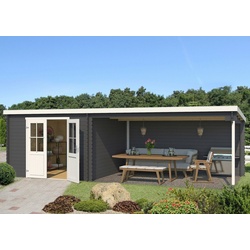 LASITA MAJA Gartenhaus St. Louis, BxT: 701×319 cm, (Set), mit Anbau und Dachpappe grau|schwarz