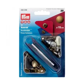 Prym 390299 Nähfrei-Druckknopf Anorak Messing 15 mm altmessing, Metal