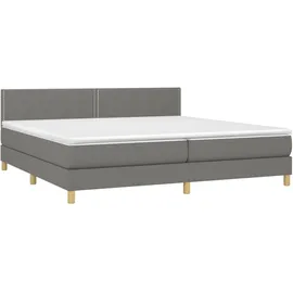 vidaXL Boxspringbett mit Matratze & LED Dunkelgrau 200x200 cm Stoff