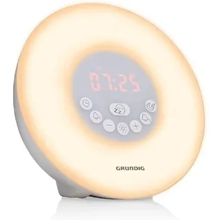 Grundig Lichtwecker - Tageslichtwecker - Weckerradio - Bluetooth-Lautsprecher - AUX und USB - Naturklänge - Weiß