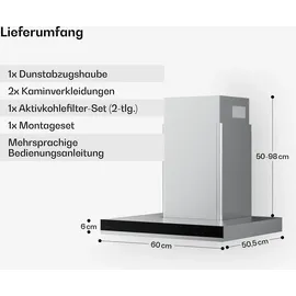 Klarstein Verosteel Dunstabzugshaube 60 cm Edelstahl/Glas